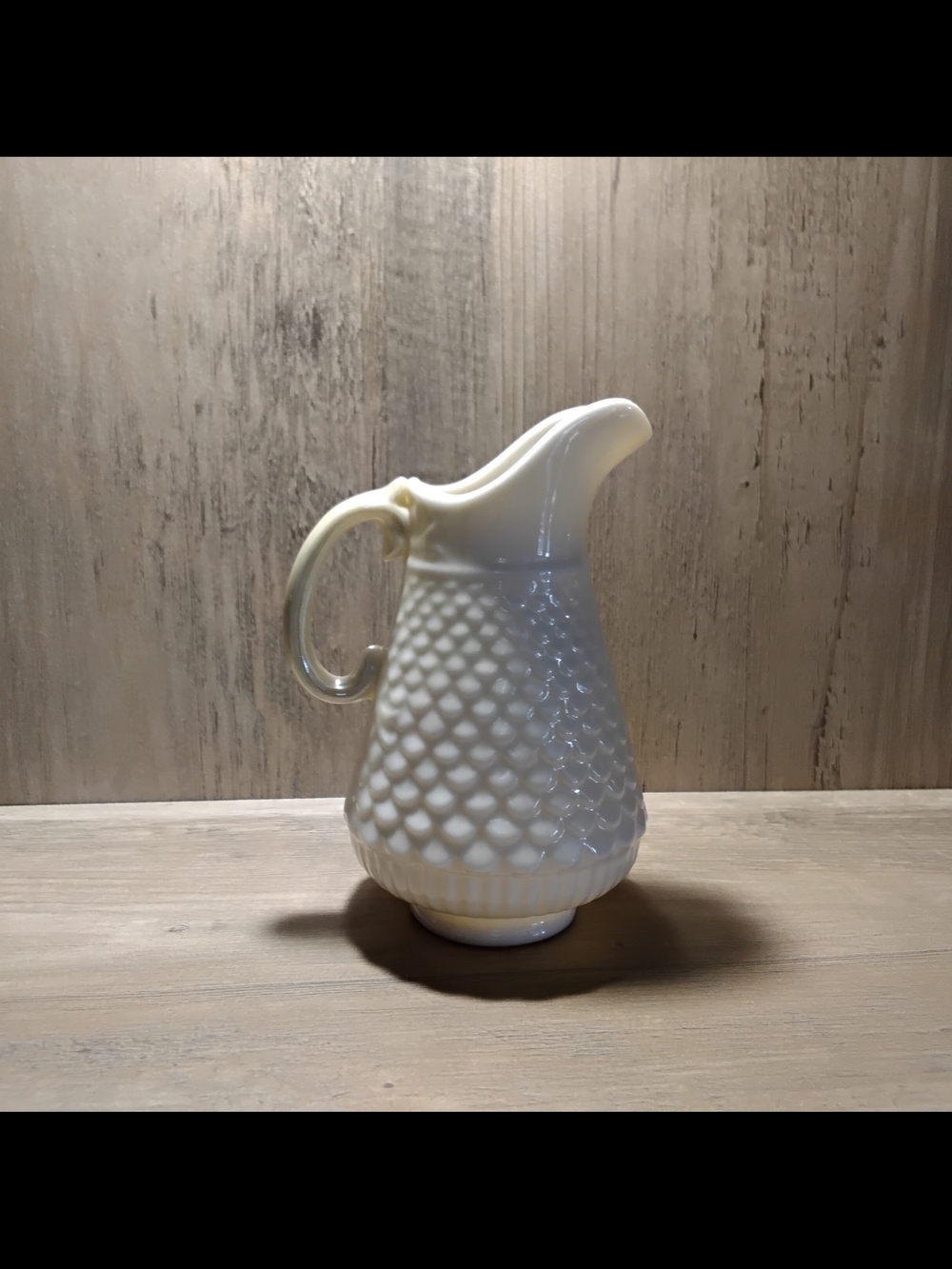Vintage Belleek Ireland Porcelain Fish Scale Creamer. Green Mark